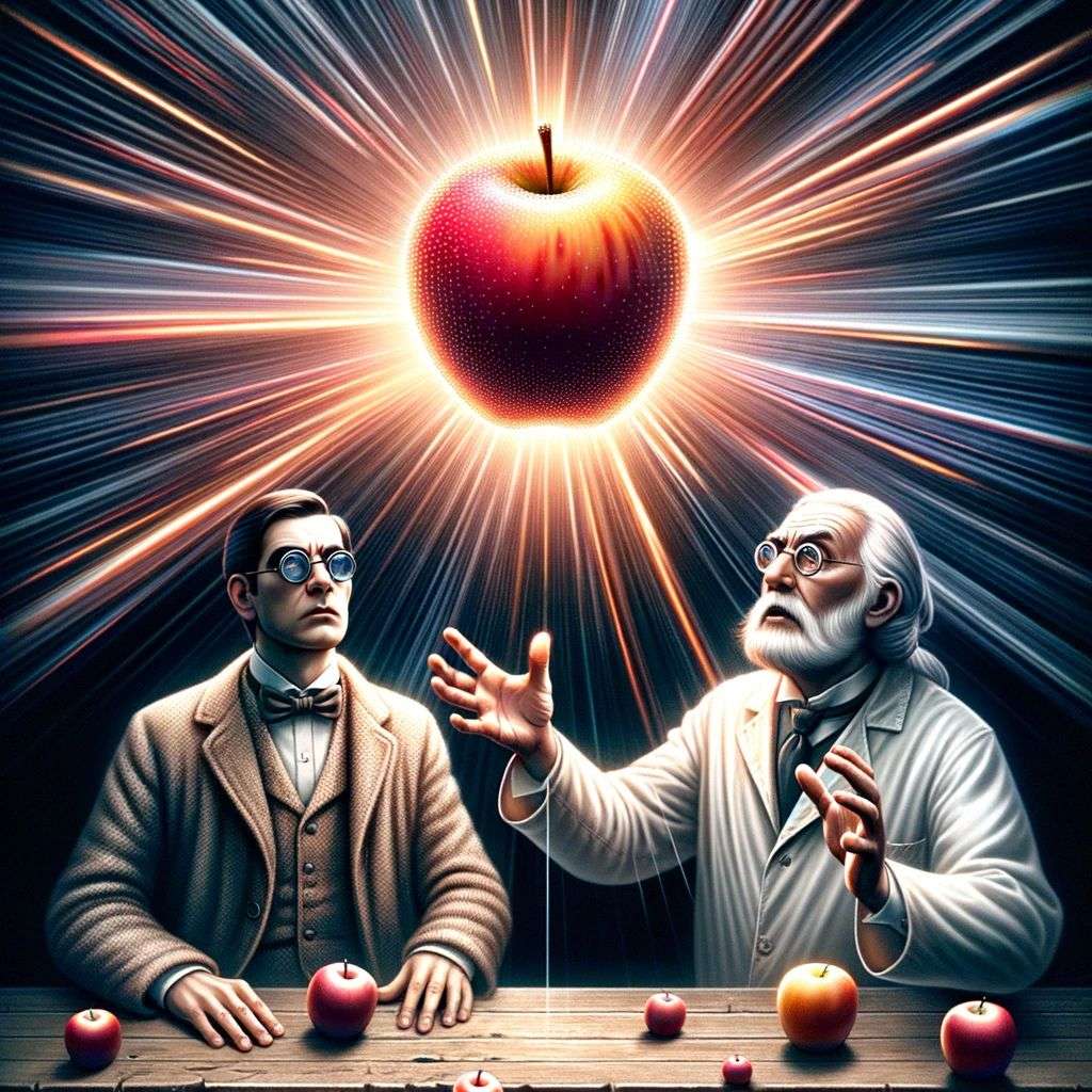 the discovery of gravity, digital art, depth effects